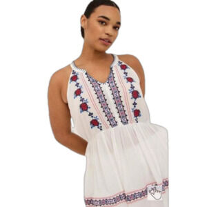 Torrid Plus Size Babydoll Embroidered Gauze Tank Size 4